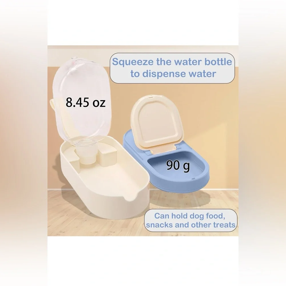 Portable Dog Food and Water Bowl - Yellow and Blue Bundle of 2